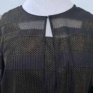 Alex Evenings Black & Gold  Metallic Sleeveless Top & Jacket   Size XL